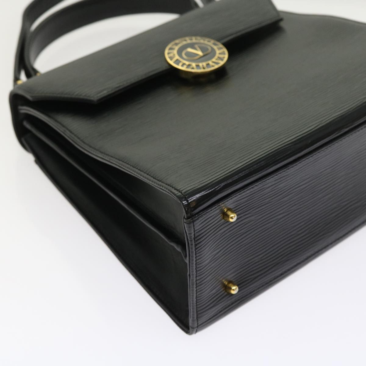 Valentino Hand Bag Leather 2way Black Auth Yk9028