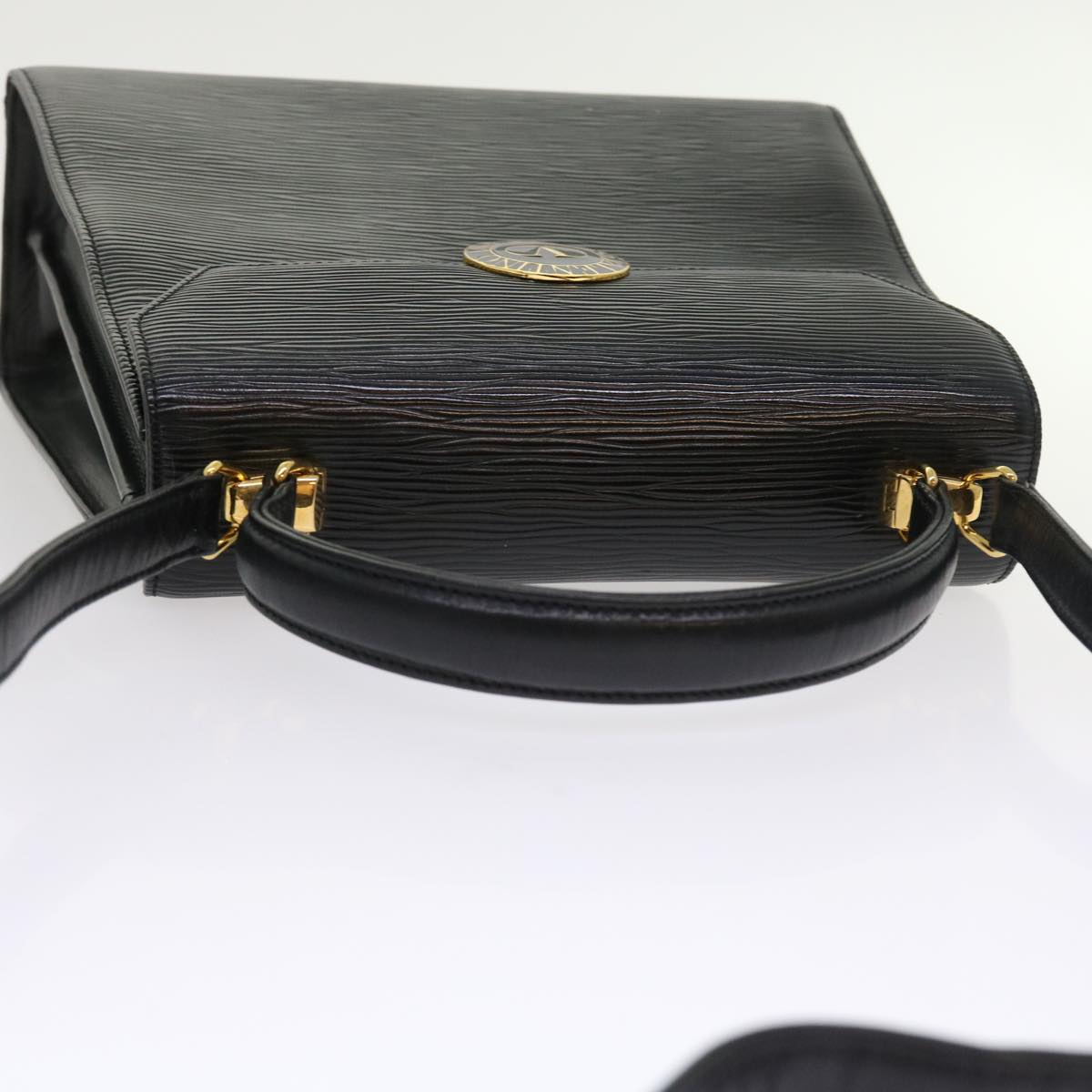 Valentino Hand Bag Leather 2way Black Auth Yk9028