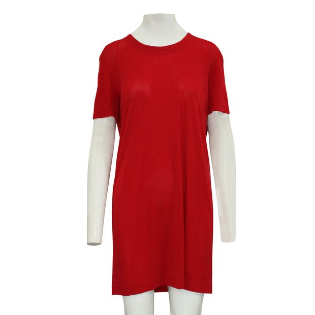 Donna Karan Short Sleeve Red Shift Dress