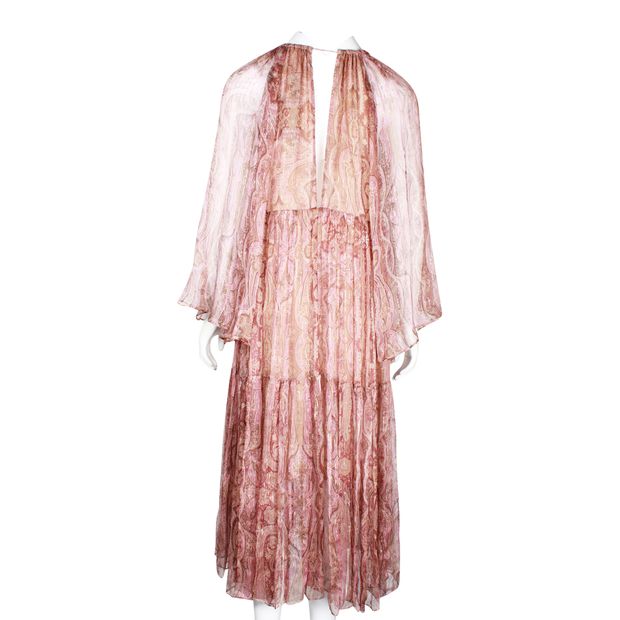 Zimmermann Pink Paisley Silk Tiered Dress
