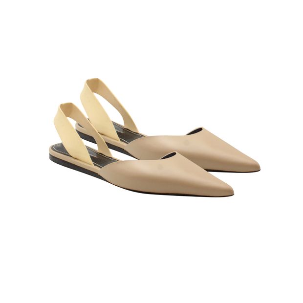 Proenza Schouler Slingback Pointed Flats in Beige Leather