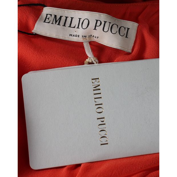 Emilio Pucci Side Chain Link Maxi Dress in Coral Viscose