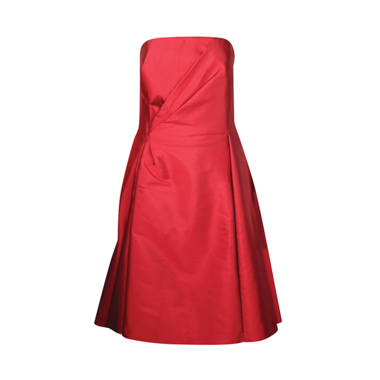 Alberta Ferretti Red Strapless Cocktail Dress