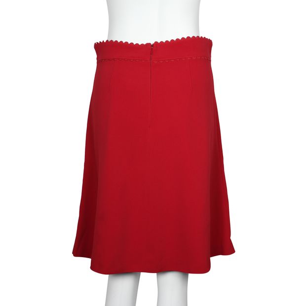 RED VALENTINO Red Skirt with Scallop Edge Detail