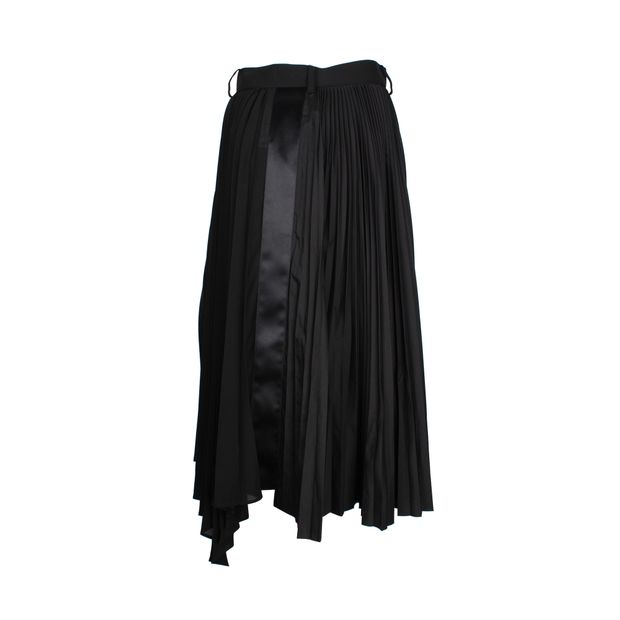 Sacai Electric Pleated Midi Skirt in Black Polyester