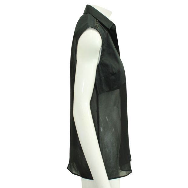 VERSACE Black Sleeveless Top with Embellishments