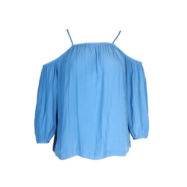 Maje Cold-Shoulder Top in Blue Polyester
