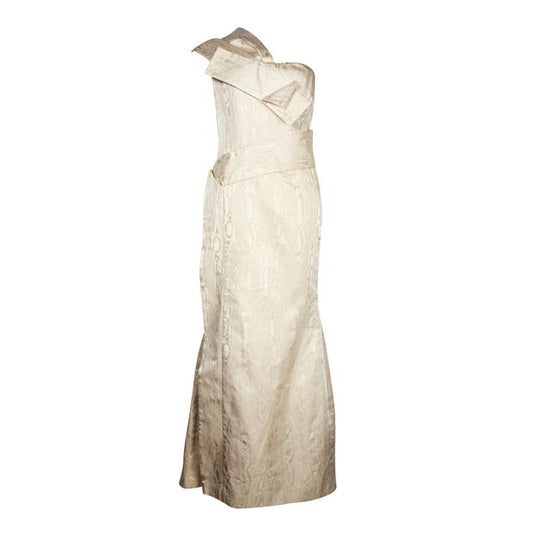 CAROLINA HERRERA Golden Metallic Jacquard Evening Gown