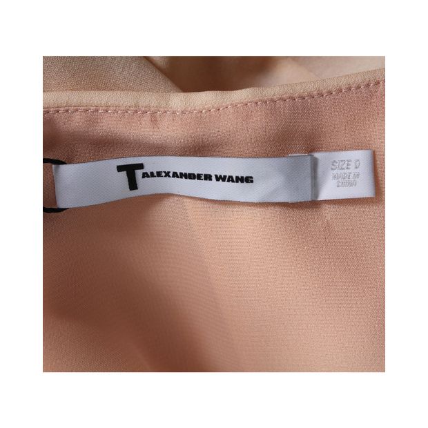 Alexander Wang Pleated Cold Shoulder Top in Peach Silk