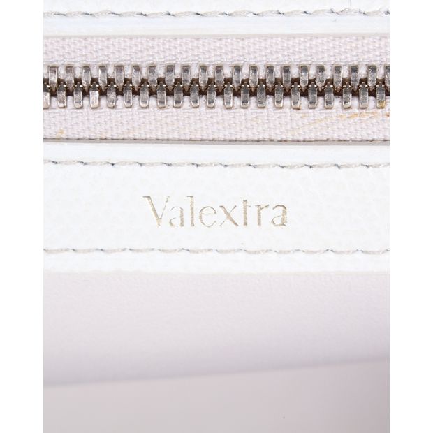VALEXTRA Cream Hand Bag With Gold Zipper