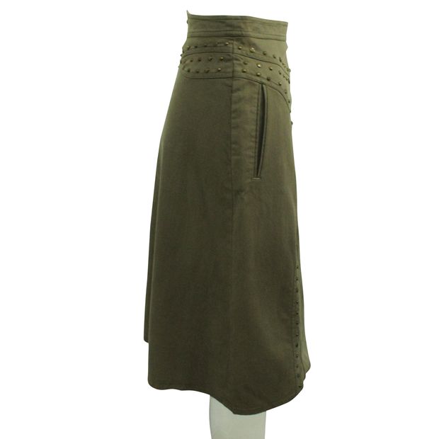KENZO Khaki Skirt with Brass Studs