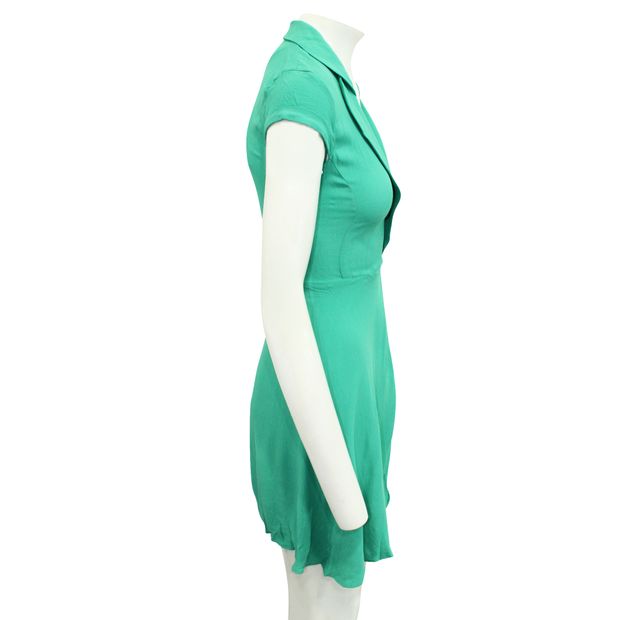 REFORMATION Green Mini Dress with Deep Neckline