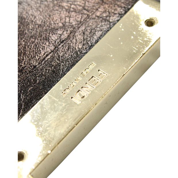 Fendi Maxi Baquette In Metallic Bronze With Gold Hardware