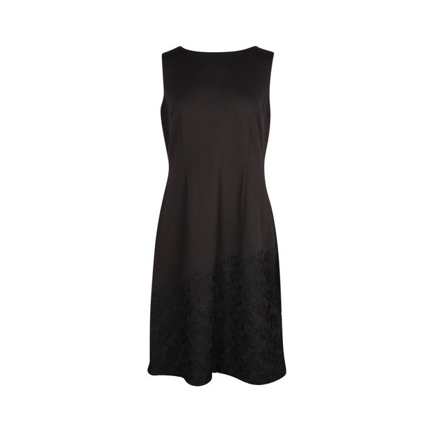 Contemporary Designer Sleeveless Black Dress With Lace Hem