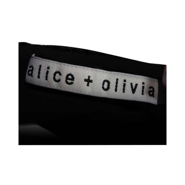 ALICE + OLIVIA Black Short Sleeved Top with Glitter Pattern