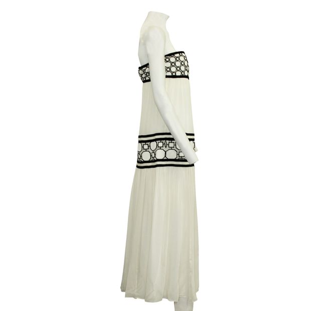 Tory Burch Black And White Strapless Evening Maxi Dress