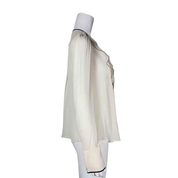 Nina Ricci Ivory Silk Shirt With Ruffles
