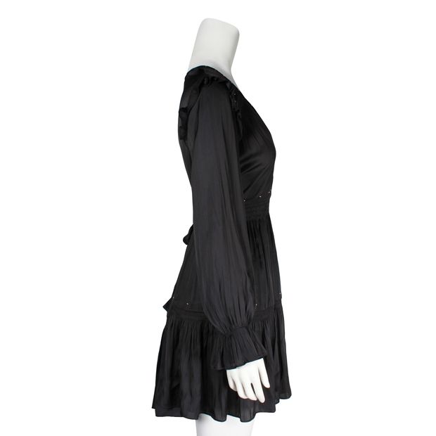 MAJE Black Satin Dress with Silver Studs