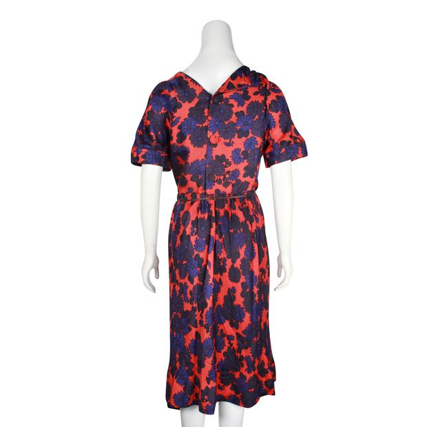 Contemporary Designer Red And Dark Blue Printed Dress