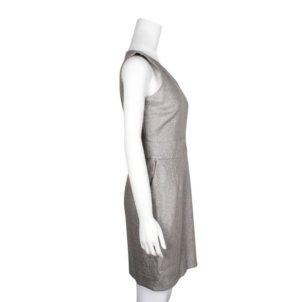 Baum Und Pferdgarten Silver Midi Dress With Front Feature Zipper