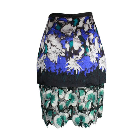 Peter Pilotto Multicoloured Hammered Silk & Lace Anna Skirt
