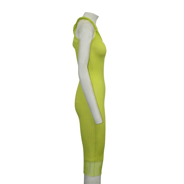 DION LEE Neon Green Pleated Dress
