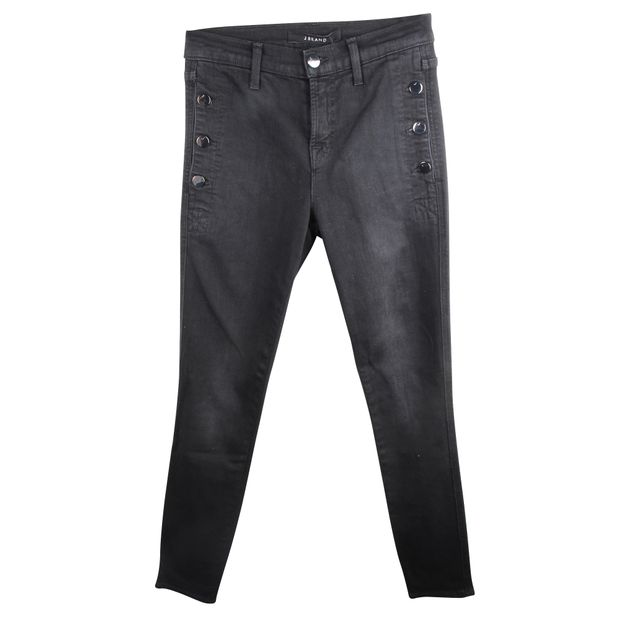 CONTEMPORARY DESIGNER Black Jeans WIth Buttons