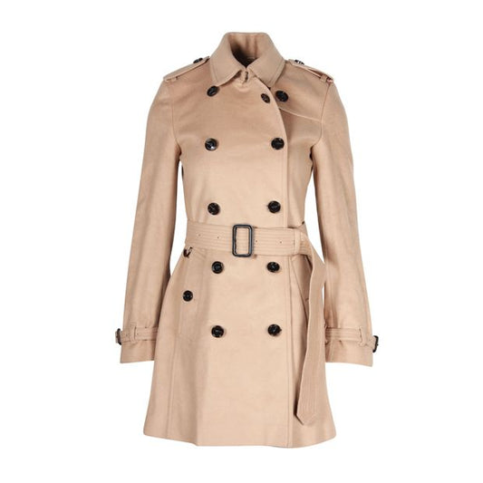Burberry London Double-Breasted Coat in Beige Cashmere