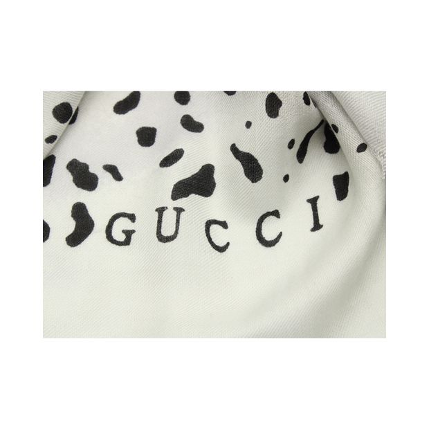 Gucci Black & White Leopard Print Shawl