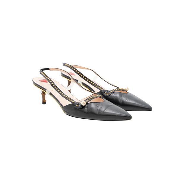 Gucci Leather Slingbacks With Bamboo Heel