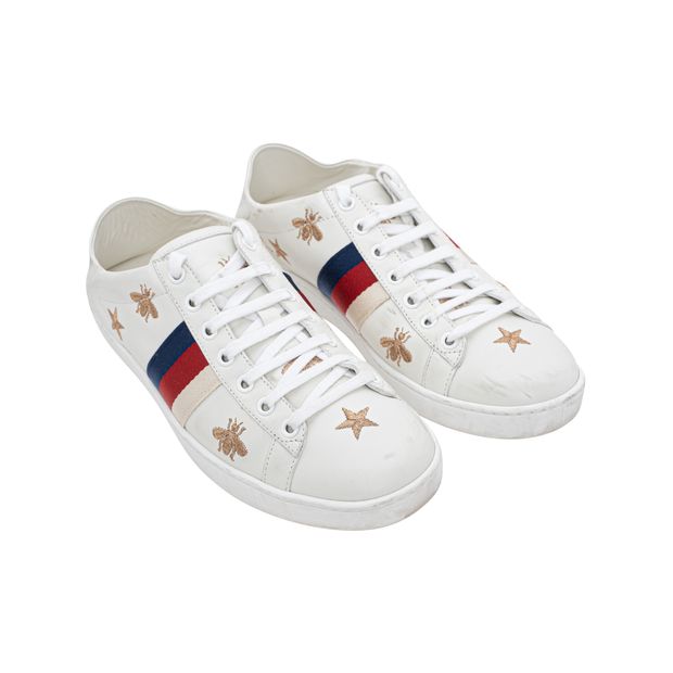 Gucci Embroidered Stars And Bees Ace Sneakers