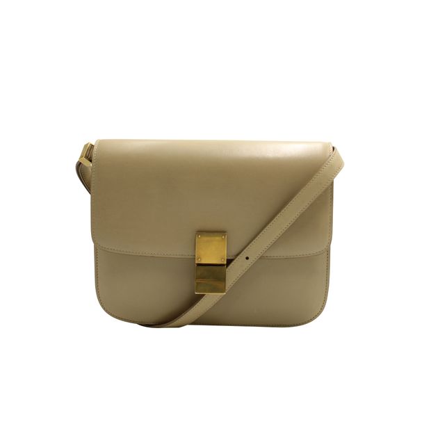 Celine Beige Medium Classic Box Crossbody Bag StyleTribute