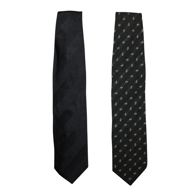 CONTEMPORARY DESIGNER Set of Two Ties: Brown Print Tie & Dark Grey