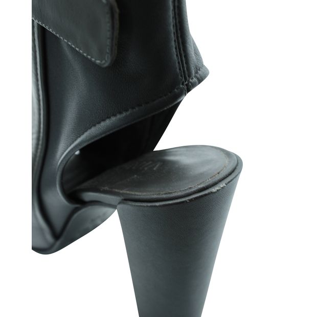 Contemporary Designer Grey Open Heel Boots