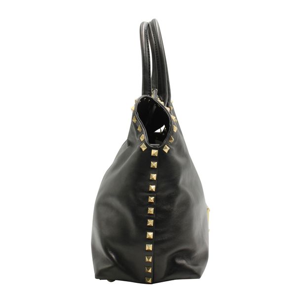 Valentino Black Rockstud Dome Double Handle Bag