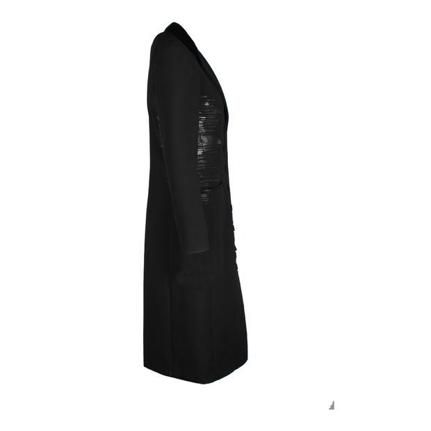 Bottega Veneta Side Stripe Coat in Black Lana Vergine