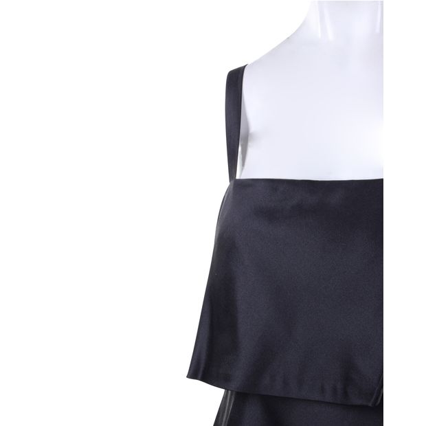 MOSCHINO Black Silk Dress With Ruffles