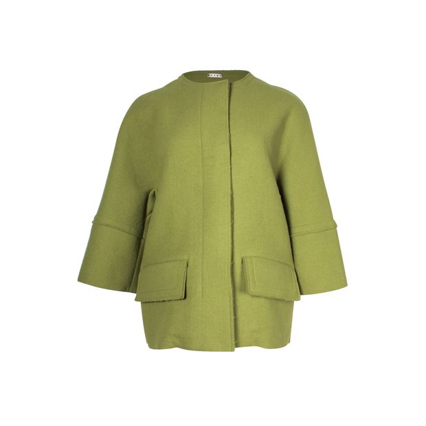 Marni Three-Quarter Length Sleeve Jacket in Green Wool