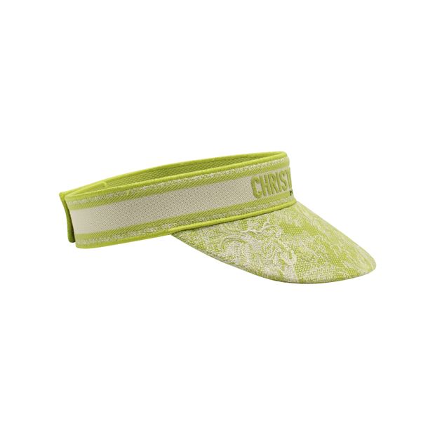 Dior Toile De Jouy Reverse Visor Hat in Lime Green Cotton