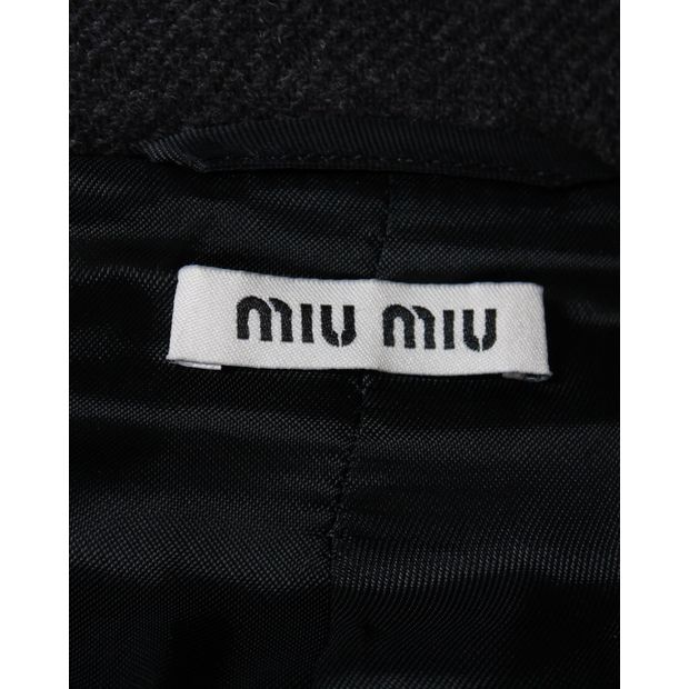Miu Miu Pea Coat in Grey Virgin Wool