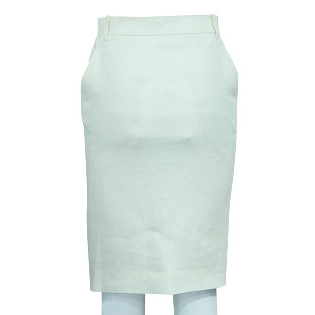 HERMÈS Cream Skirt With Buttons At Front