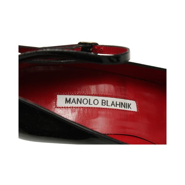 Manolo Blahnik Bb Black Patent Pointed Toe Pumps