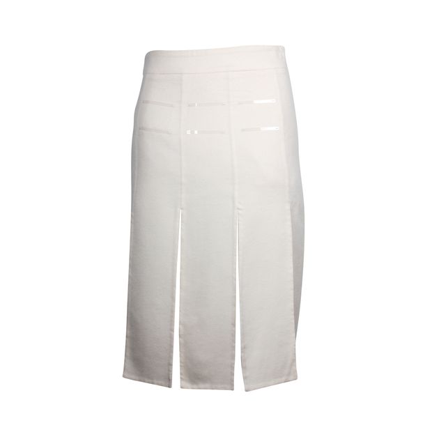 Akris Cream/ Ivory Cashmere Skirt With Pvc Details