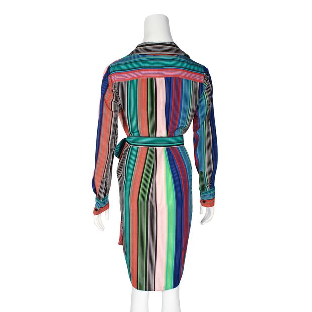 DIANE VON FURSTENBERG Muticolour Striped Silk Shirt Dress
