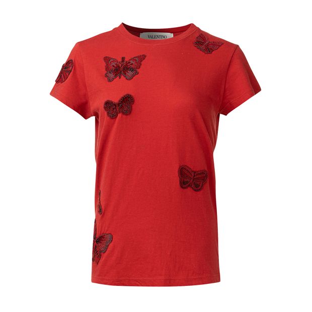 Valentino Butterfly-Embroidered T-Shirt