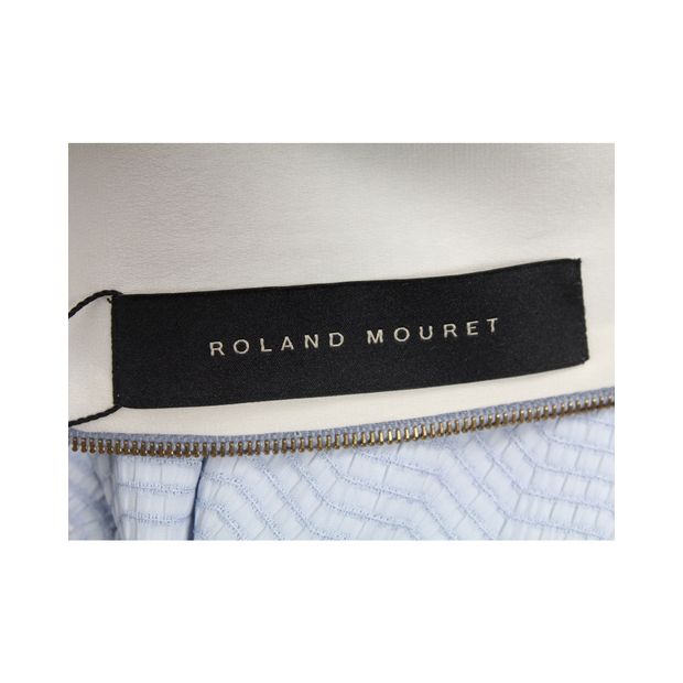 Roland Mouret Elliot Draped CloquÃ© Midi Dress in Light Blue Viscose