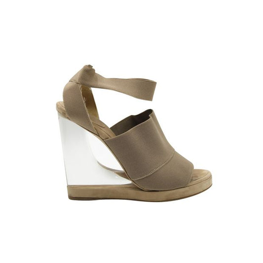 Donna Karan Brown Slip-On Sandals With Perspex Heel