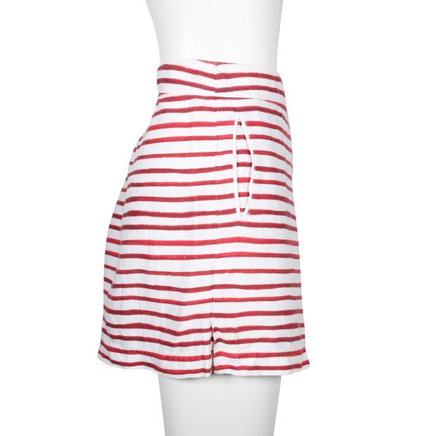 LORO PIANA Red Striped Linen Shorts