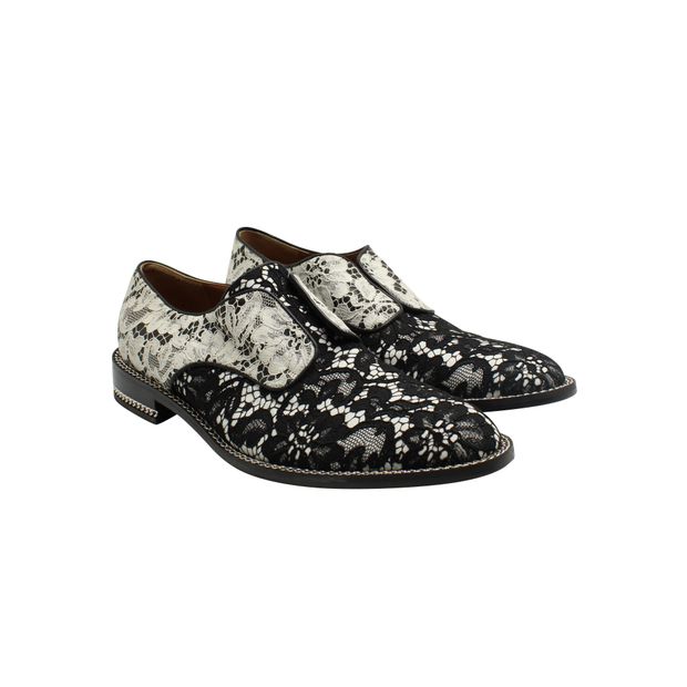 Givenchy Black & White Two-Tone Floral Lace Derby