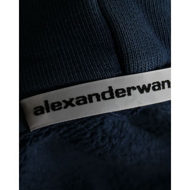 Alexander Wang Drawstring Hoodie in Blue Cotton